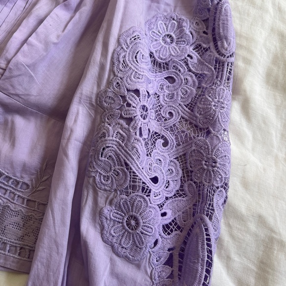 FARM Rio Lilac lavender lace Embroidered Blouse - Picture 4 of 13